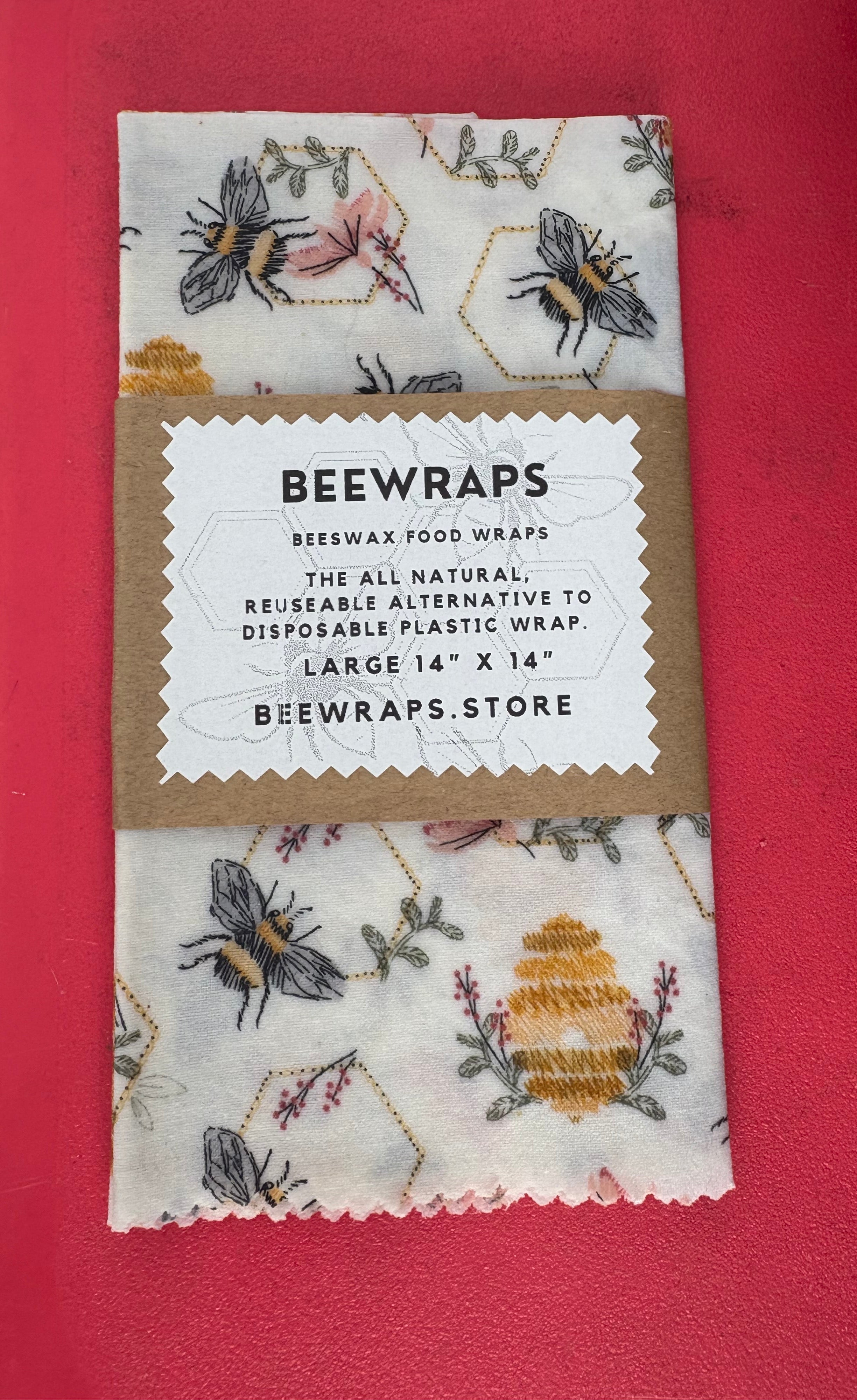 Beewraps Large 14” x 14” Made in USA Eco Friendly Reusable Beeswax Food Wrap