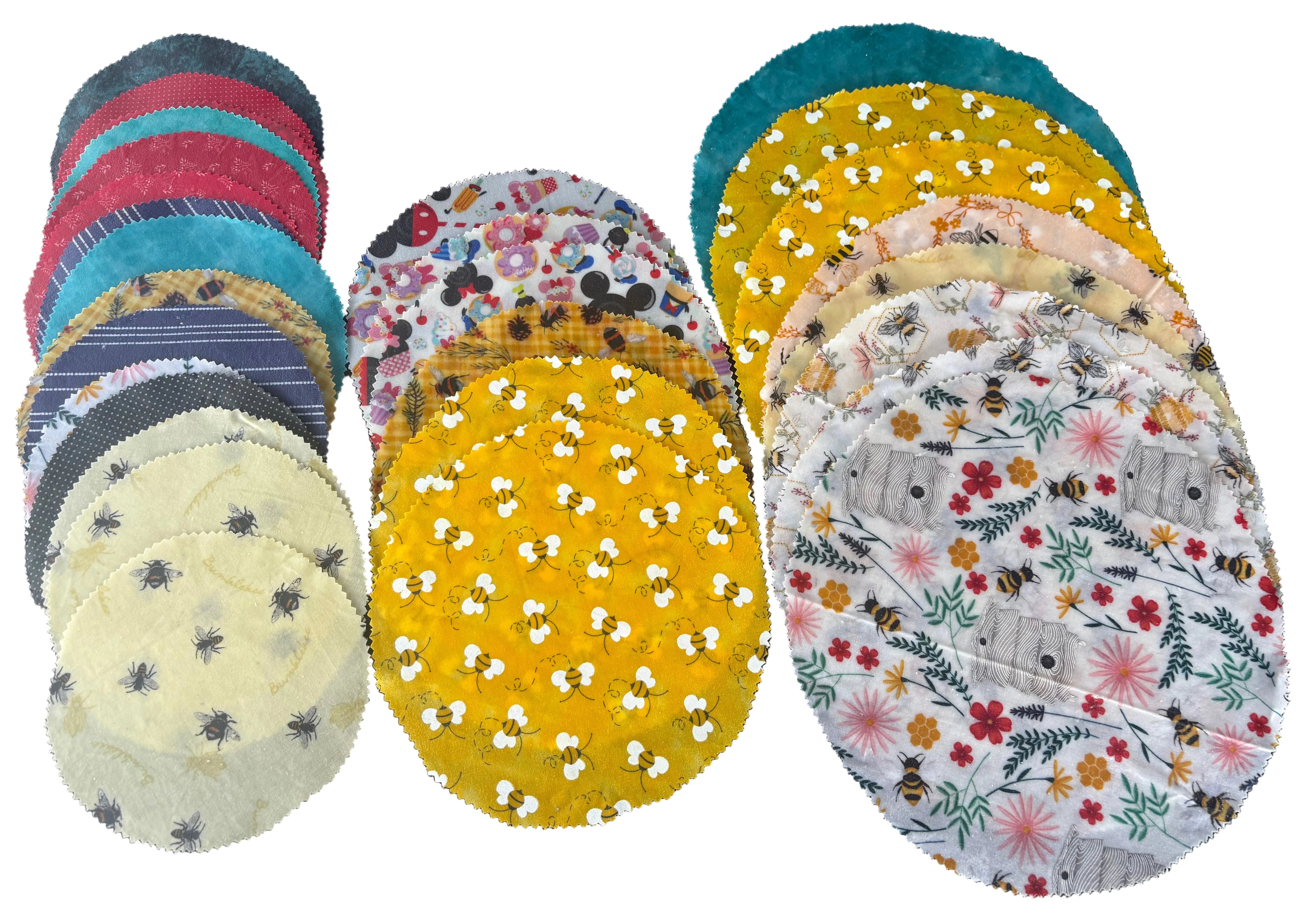 Beewraps rounds 20 count Wholesale Eco Friendly Reusable Beeswax Food Wraps Random Patterns